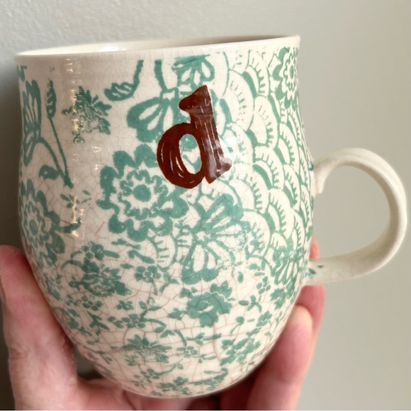ANTHROPOLOGIE porcelain d floral handmade mug - Picture 3 of 6